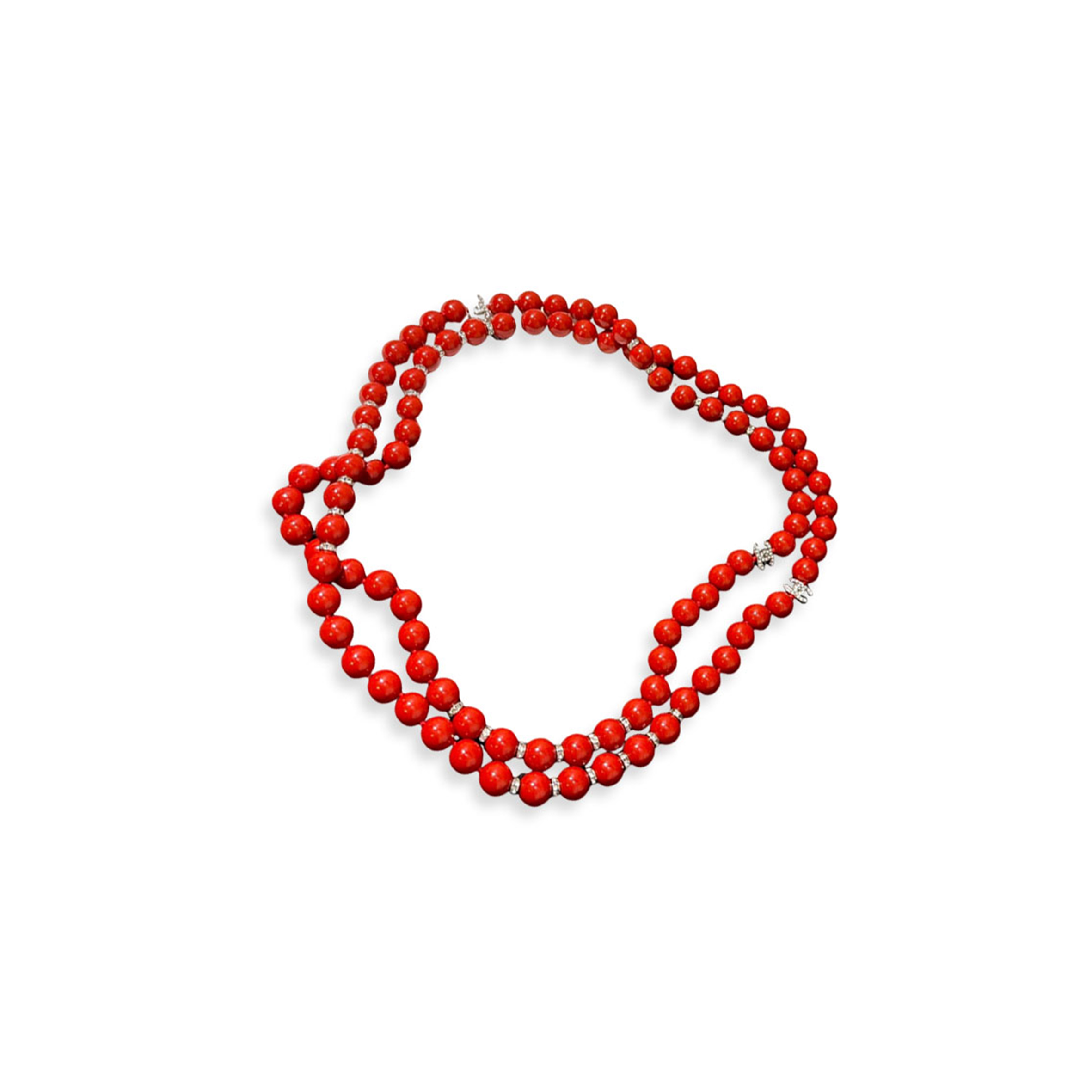 CHANEL RED BEAD NECKLACE 